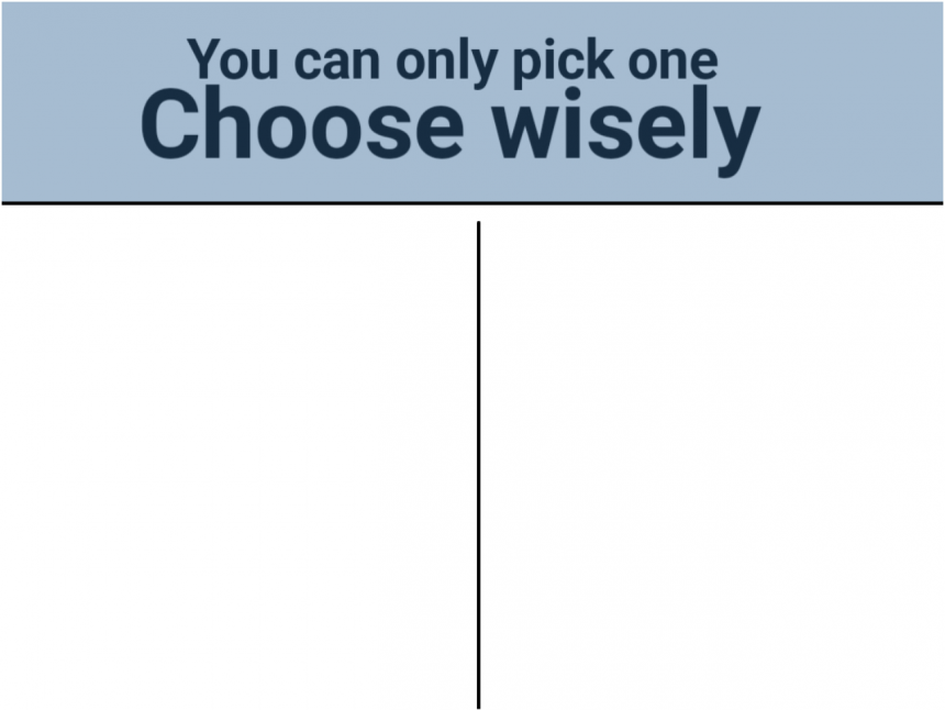 you can pick only one choose wisely  meme template